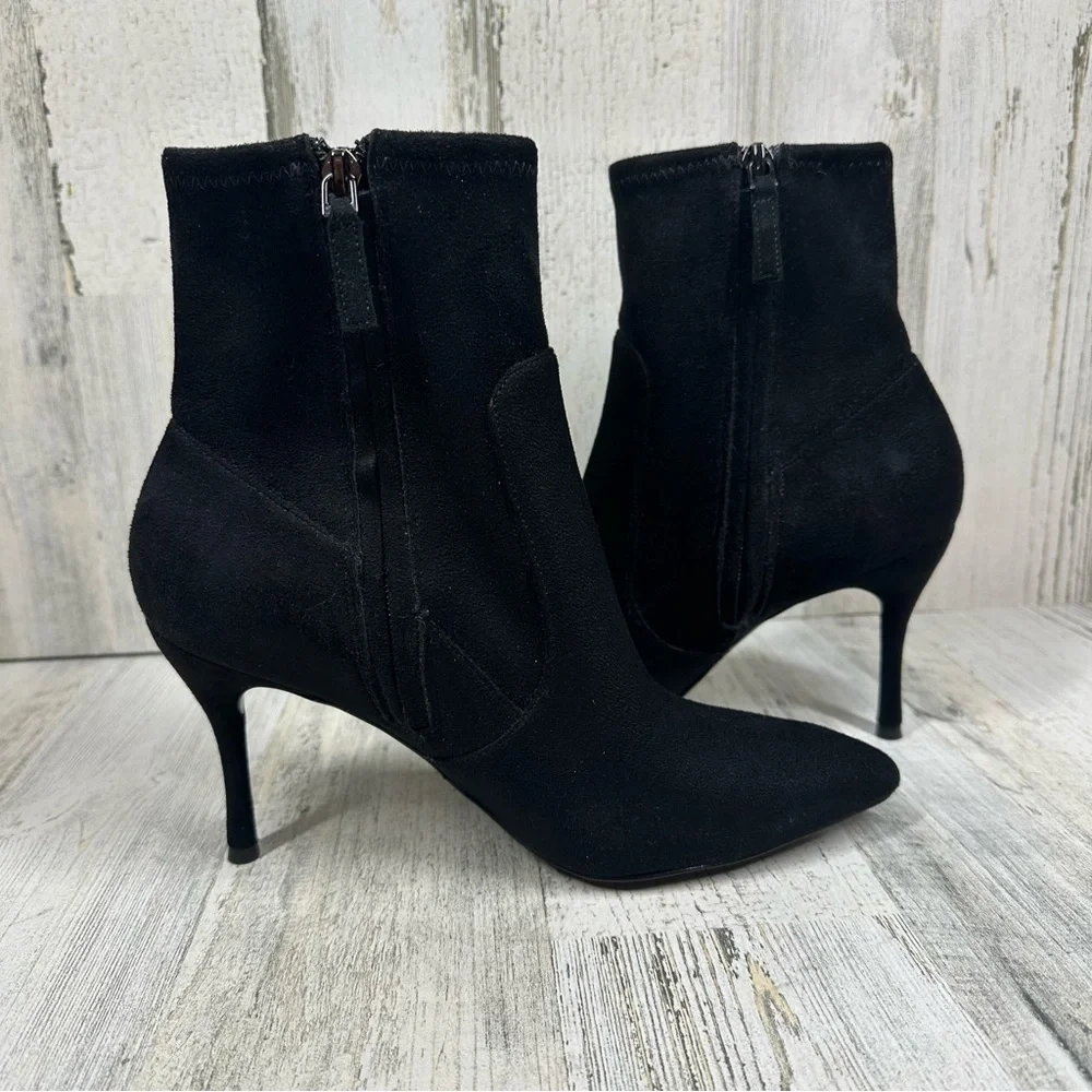 Nine West Cadence Sexy Suede Like Textile Booties Black #9‎